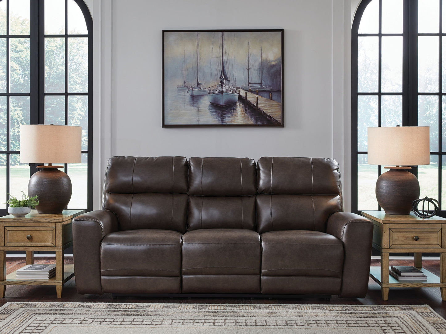 Crossplex - Smoke - Power Reclining Sofa With Adjustable Headrest