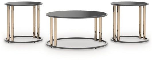 Hannerly - Black / Gold Finish - Occasional Table Set (Set of 3)