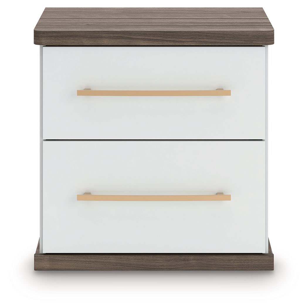 Kendanport - Brown / White - Two Drawer Night Stand