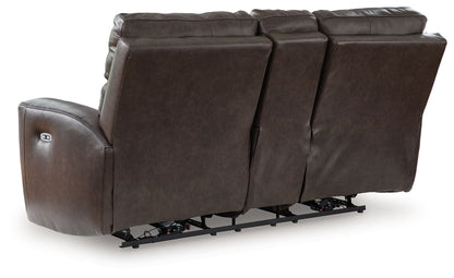 Crossplex - Smoke - Power Reclining Loveseat / Console / Adjustable Headrest
