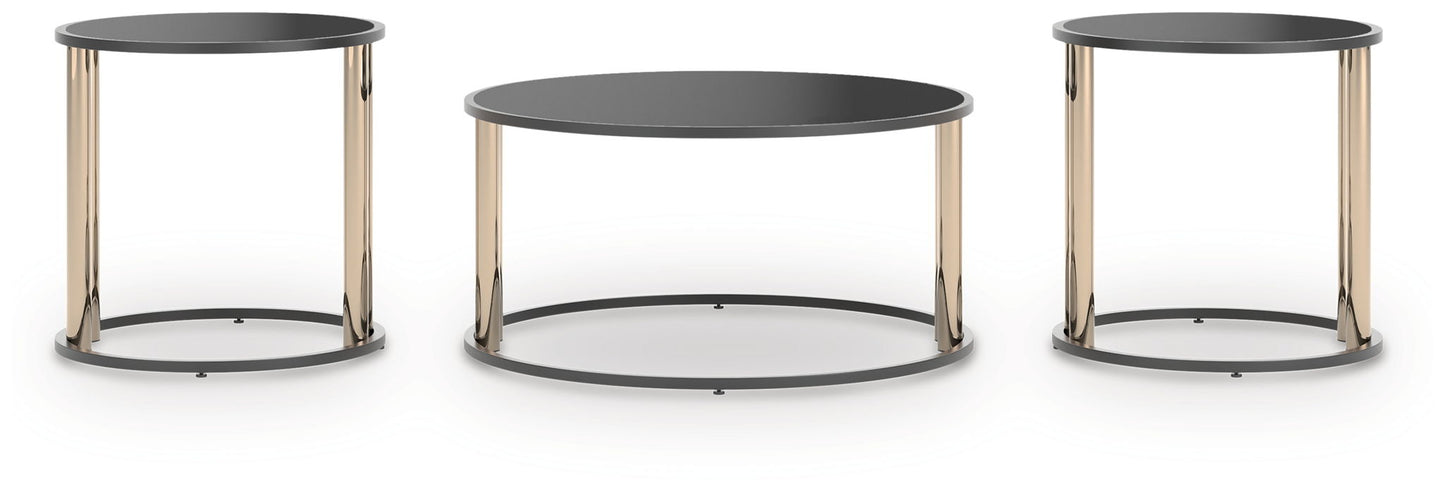 Hannerly - Black / Gold Finish - Occasional Table Set (Set of 3)