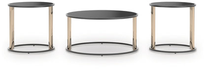Hannerly - Black / Gold Finish - Occasional Table Set (Set of 3)