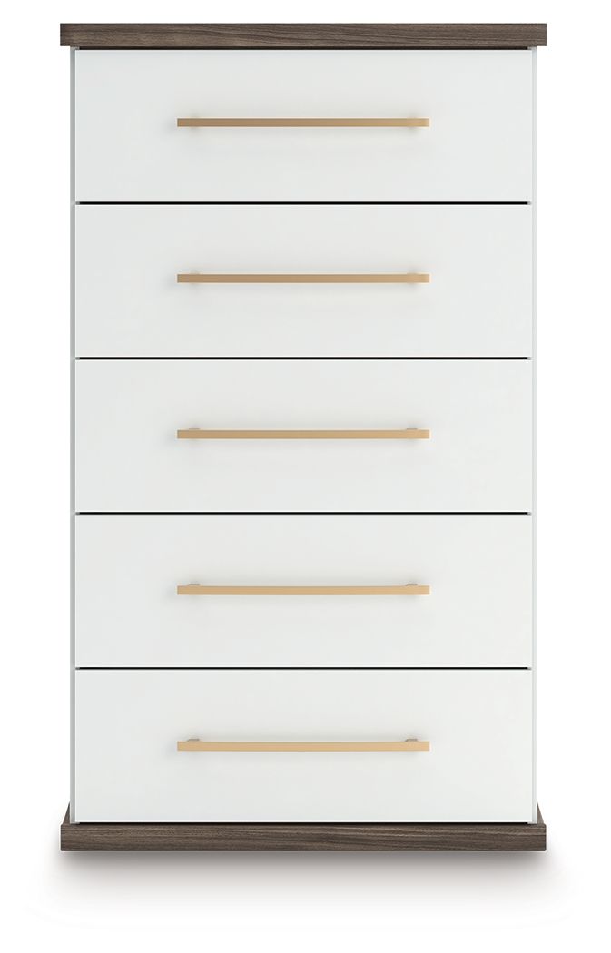 Kendanport - Brown / White - Five Drawer Chest